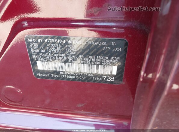 ML32AUHJ7RH027109 2024 MITSUBISHI MIRAGE Фиолетовый Вид подкапотного пространства