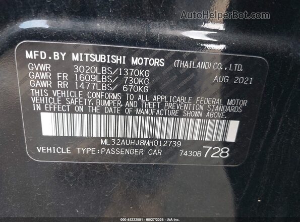 ML32AUHJ8MH012739 2021 MITSUBISHI MIRAGE Черный Вид подкапотного пространства