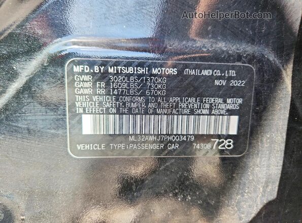 ML32AWHJ7PH003479 2023 MITSUBISHI MIRAGE Черный Вид наклейки с VIN-кодом