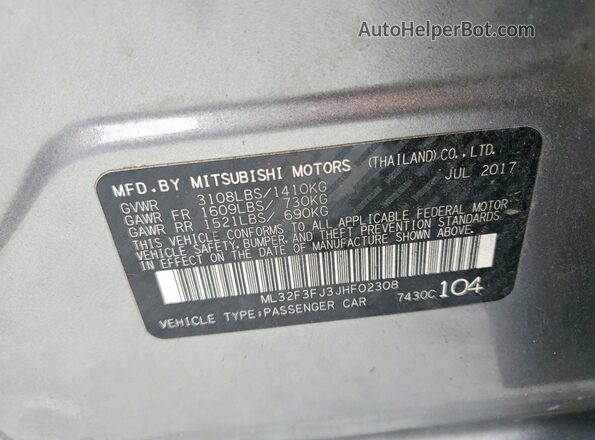 ML32F3FJ3JHF02308 2018 MITSUBISHI MIRAGE Silver Engine compartment view