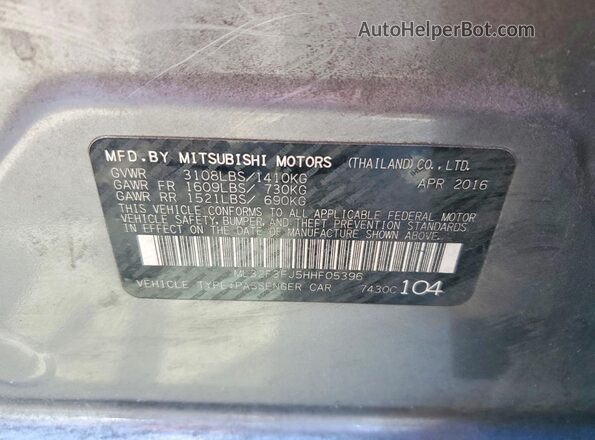 ML32F3FJ5HHF05396 2017 MITSUBISHI MIRAGE Gray Շարժիչի բաժամունքի տեսք