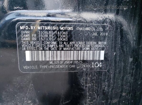 ML32F3FJ5KHF18575 2019 MITSUBISHI MIRAGE Черный Вид подкапотного пространства