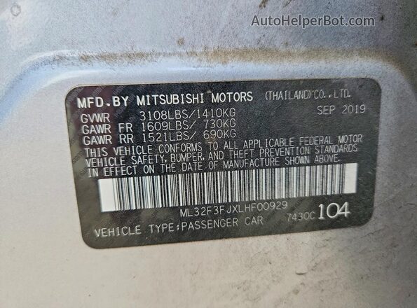 ML32F3FJXLHF00929 2020 MITSUBISHI MIRAGE Серебряный Вид подкапотного пространства