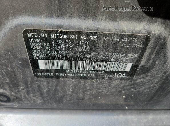 ML32F4FJ8LHF05942 2020 MITSUBISHI MIRAGE Серый Вид подкапотного пространства