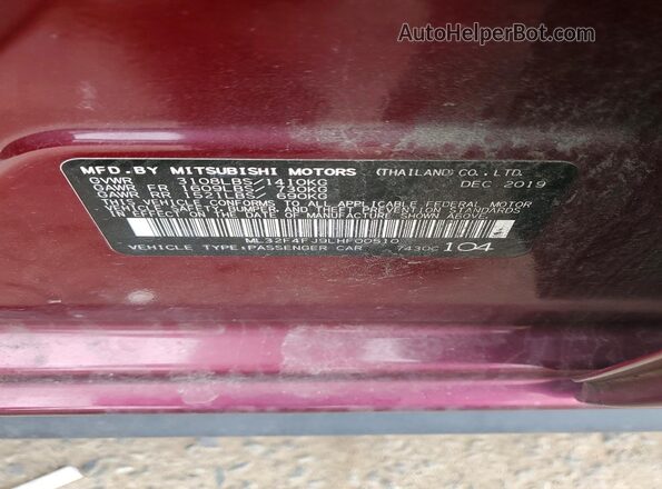 ML32F4FJ9LHF00510 2020 MITSUBISHI MIRAGE Фиолетовый Вид подкапотного пространства