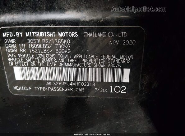 ML32FUFJ4MHF02313 2021 MITSUBISHI MIRAGE G4 Black Widok komory silnika