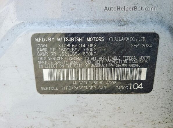 ML32FUFJ8RHF14908 2024 MITSUBISHI MIRAGE Белый Вид подкапотного пространства