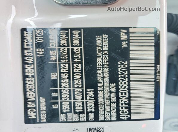 NJ2427E 2025 MERCEDES-BENZ GLS White Вид наклейки з VIN-кодом