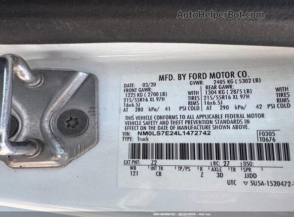 NM0LS7E24L1472742 2020 FORD TRANSIT CONNECT White Շարժիչի բաժամունքի տեսք