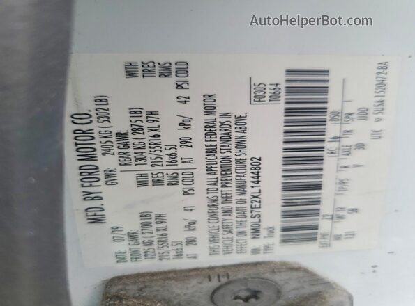 NM0LS7E2XL1444802 2020 FORD TRANSIT White Vista del compartimento del motor