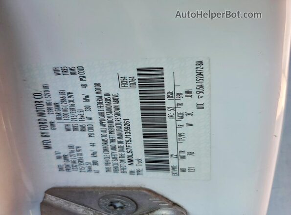 NM0LS7F75J1359261 2018 FORD TRANSIT White Widok naklejki z numerem VIN