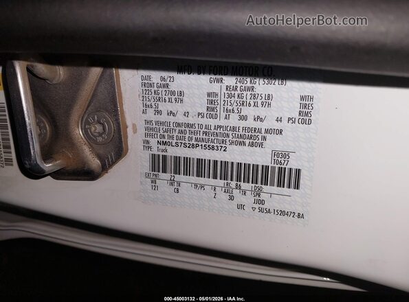 NM0LS7S28P1558372 2023 FORD TRANSIT CONNECT White Widok komory silnika