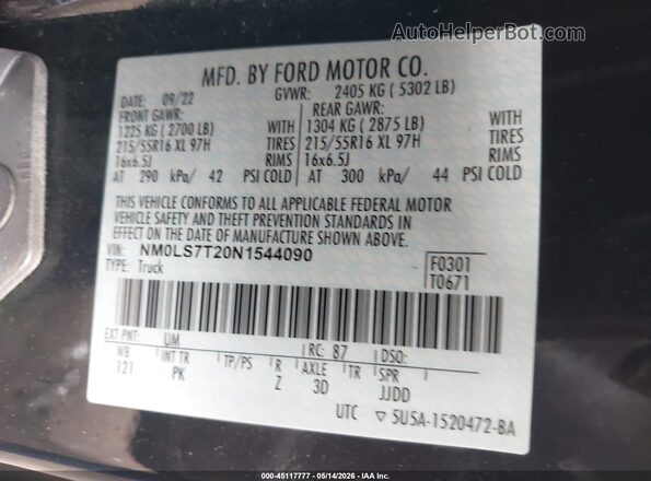 NM0LS7T20N1544090 2022 FORD TRANSIT CONNECT Black Вид підкапотного простору