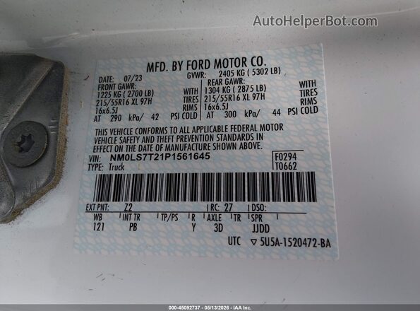 NM0LS7T21P1561645 2023 FORD TRANSIT CONNECT Синий Вид подкапотного пространства