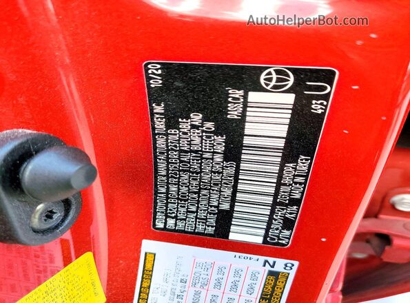 NMTKHMBX2LR118635 2020 TOYOTA C-HR Red VIN կոդի պիտակի տեսք