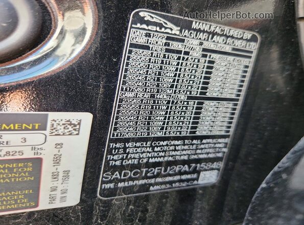 SADCT2FU2PA715848 2023 JAGUAR F-PACE Black Widok komory silnika