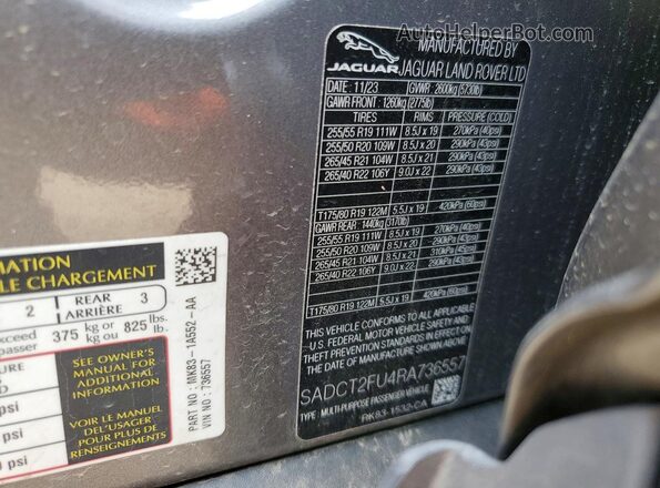 SADCT2FU4RA736557 2024 JAGUAR F-PACE Серый Вид подкапотного пространства