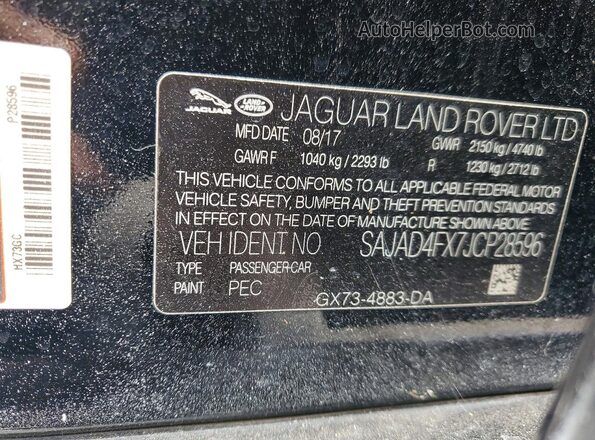SAJAD4FX7JCP28596 2018 JAGUAR XF Черный Вид подкапотного пространства