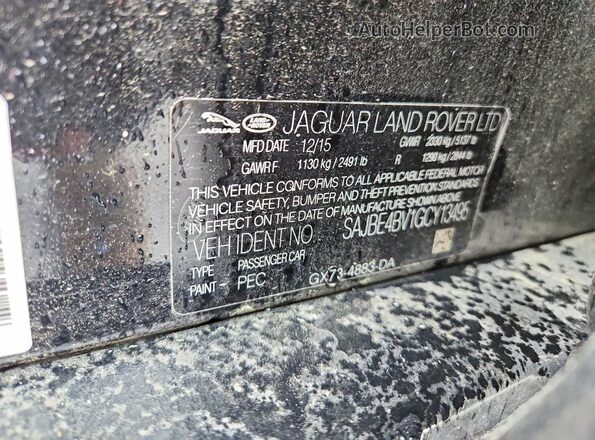 SAJBE4BV1GCY13495 2016 JAGUAR XF Черный Вид наклейки с VIN-кодом