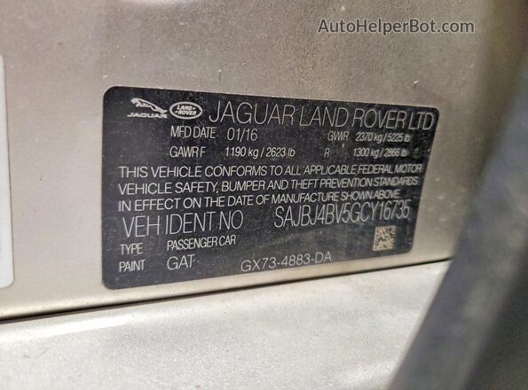 SAJBJ4BV5GCY16735 2016 JAGUAR XF Серебряный Вид подкапотного пространства