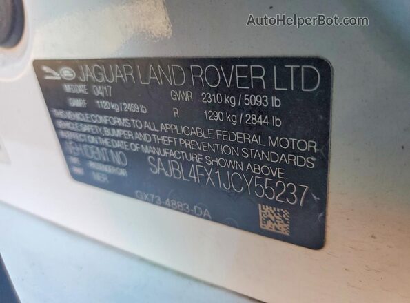 SAJBL4FX1JCY55237 2018 JAGUAR XF White Вид підкапотного простору