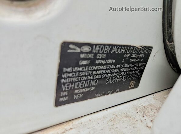 SAJBR4FX5JCY70175 2018 JAGUAR XF White Вид підкапотного простору