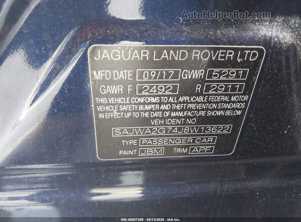SAJWA2G74J8W13622 2018 JAGUAR XJ Navy Widok komory silnika