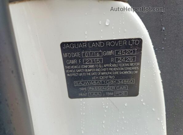 SAJWA6AT1G8K34860 2016 JAGUAR F-TYPE Белый Вид подкапотного пространства