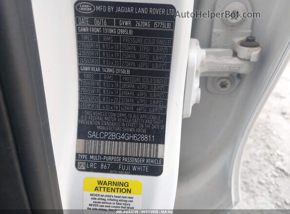 SALCP2BG4GH628811 2016 LAND ROVER DISCOVERY SPORT Белый Вид подкапотного пространства