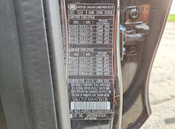 SALCP2FX6KH799336 2019 LAND ROVER DISCOVERY Черный Вид подкапотного пространства