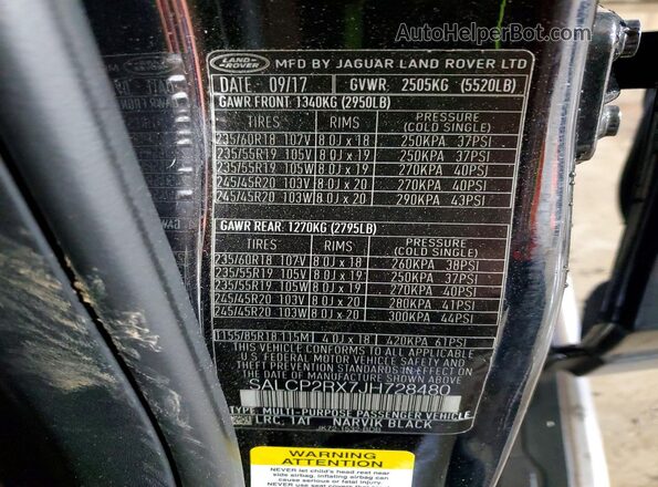 SALCP2RX7JH728480 2018 LAND ROVER DISCOVERY Black Widok naklejki z numerem VIN