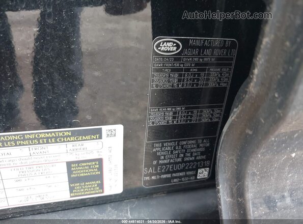 SALE27EU0P2221318 2023 LAND ROVER DEFENDER Black Widok komory silnika