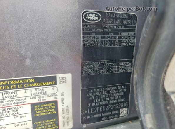 SALE2FEU2P2162816 2023 LAND ROVER DEFENDER Gray Սալոնի 360 աստիճան տեսք