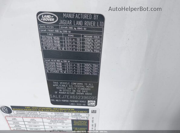 SALEJ7EX6S2396095 2025 LAND ROVER DEFENDER Белый Вид подкапотного пространства