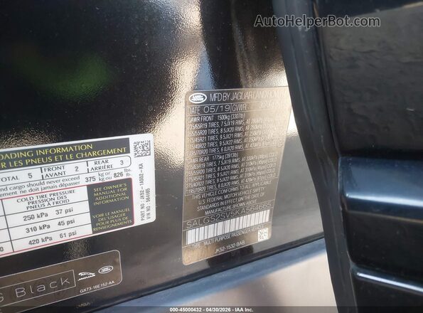 SALGS2SV5KA564665 2019 LAND ROVER RANGE ROVER Black Widok komory silnika