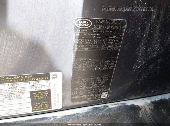 SALRL2EX3R2489004 2024 LAND ROVER DISCOVERY Серый Вид подкапотного пространства