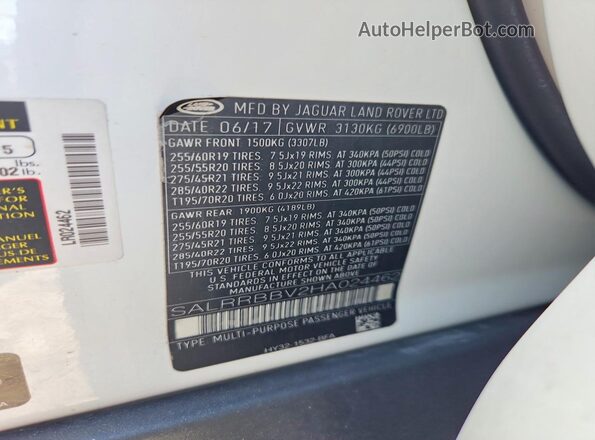 SALRRBBV2HA024462 2017 LAND ROVER DISCOVERY White Vista del compartimento del motor