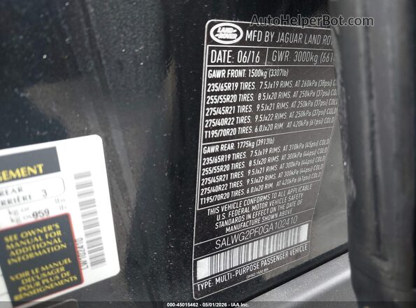 SALWG2PF0GA102410 2016 LAND ROVER RANGE ROVER SPORT Black Engine compartment view