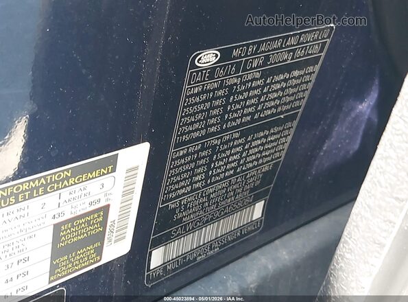 SALWG2PF9GA658084 2016 LAND ROVER RANGE ROVER SPORT Синий Вид подкапотного пространства