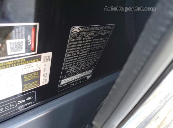 SALWR2SE9LA737158 2020 LAND ROVER RANGE Черный Вид наклейки с VIN-кодом