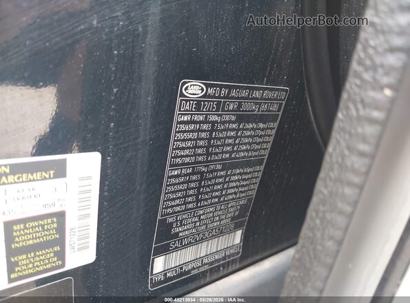 SALWR2VF3GA571228 2016 LAND ROVER RANGE ROVER SPORT Black Вид підкапотного простору