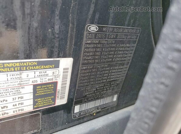 SALWR2VF8GA633867 2016 LAND ROVER RANGE Черный Вид наклейки с VIN-кодом