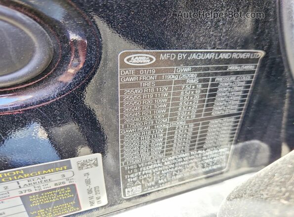 SALYB2EN3KA213723 2019 LAND ROVER RANGE Черный Вид подкапотного пространства