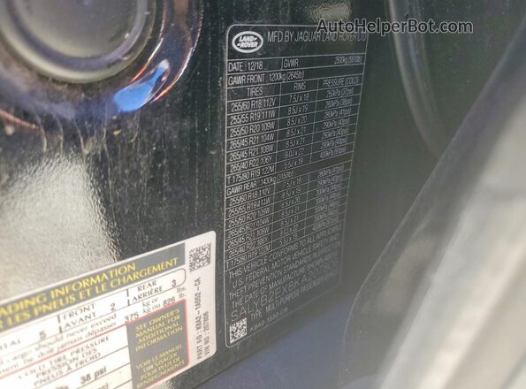 SALYB2EX8KA207806 2019 LAND ROVER RANGE Черный Вид наклейки с VIN-кодом
