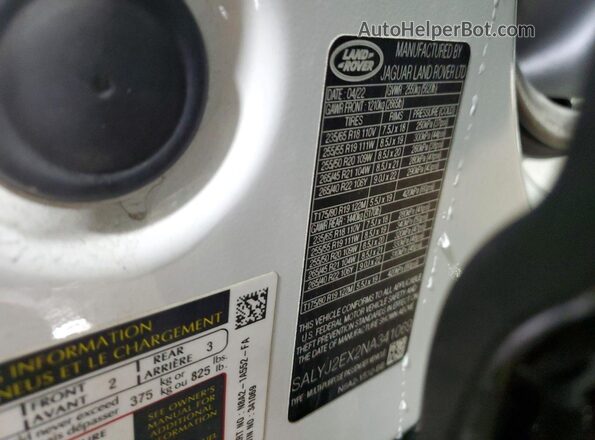 SALYJ2EX2NA341069 2022 LAND ROVER RANGE Blue Vista del compartimento del motor