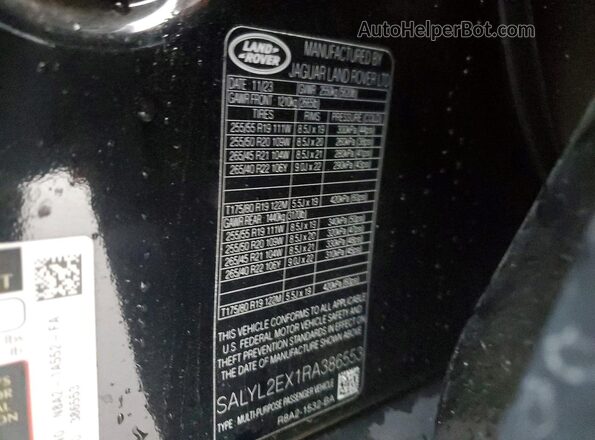 SALYL2EX1RA386553 2024 LAND ROVER RANGE Черный Вид наклейки с VIN-кодом