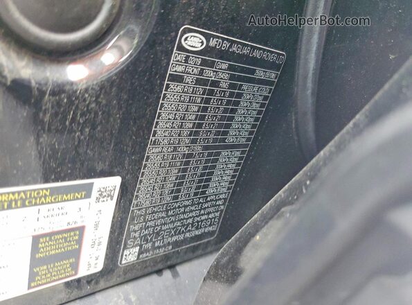 SALYL2EX7KA216915 2019 LAND ROVER RANGE Black Vista del compartimento del motor
