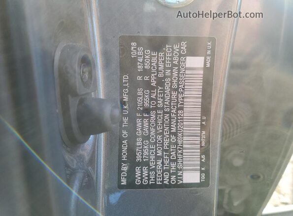 SHHFK7H69KU201128 2019 HONDA CIVIC Серый Вид подкапотного пространства