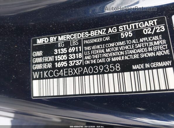 W1KCG4EBXPA039358 2023 MERCEDES-BENZ EQS 580 Blue ძრავის განყოფილების ხედი