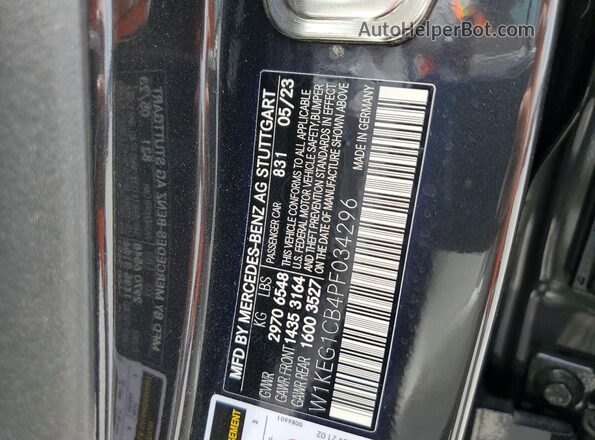 W1KEG1CB4PF034296 2023 MERCEDES-BENZ EQE Charcoal Vista de la etiqueta del VIN